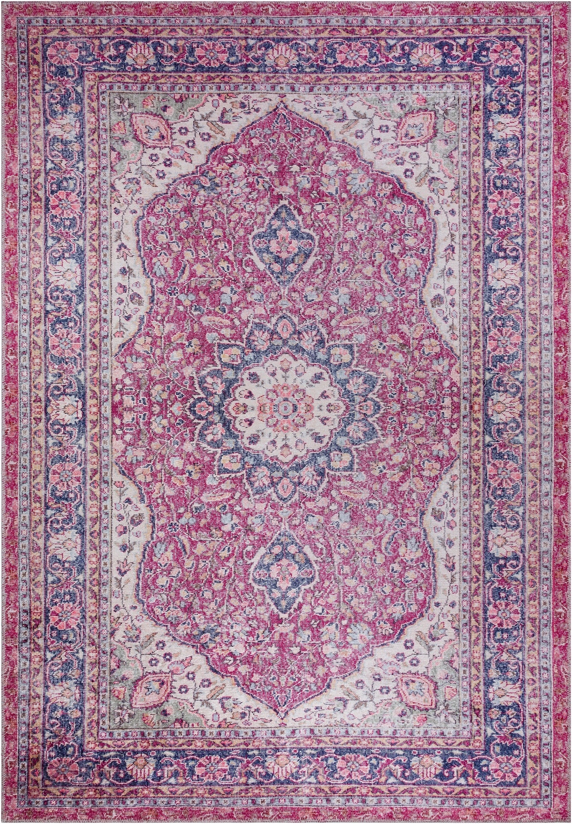 Pembe Desenli Dijital Baskı Yıkanabilir Halı
