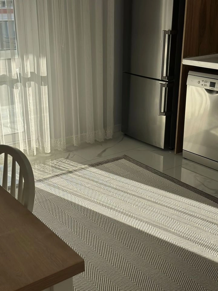 Antrasit Çerçeve Krem Zikzak Desenli Siesta Serisi Sisal Halı