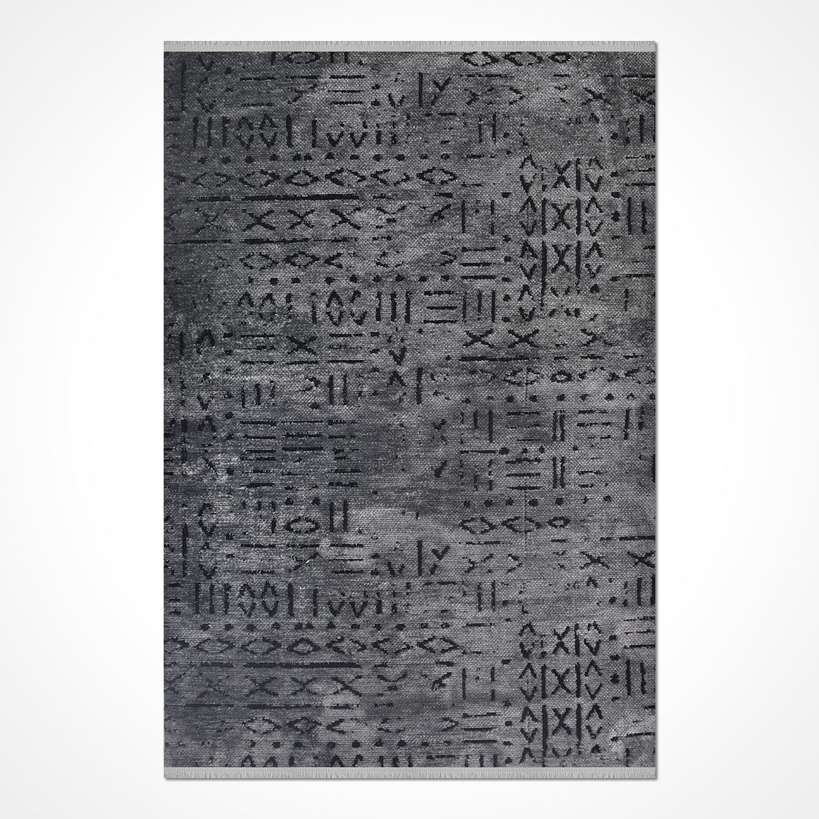 Şönil Kilim Antrasit Çivi Desenli Kaymaz Taban Vena Serisi