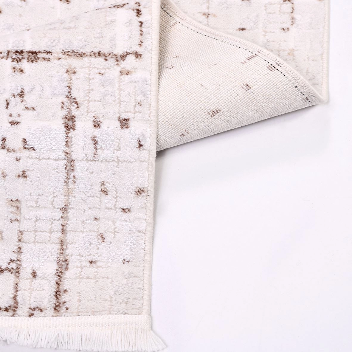 Kahverengi Desenli Akrilik Makine Halısı Lara Serisi