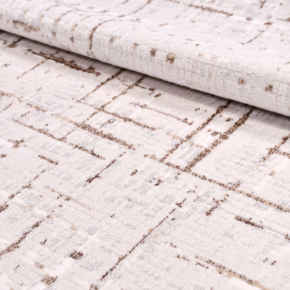Kahverengi Desenli Akrilik Makine Halısı Lara Serisi