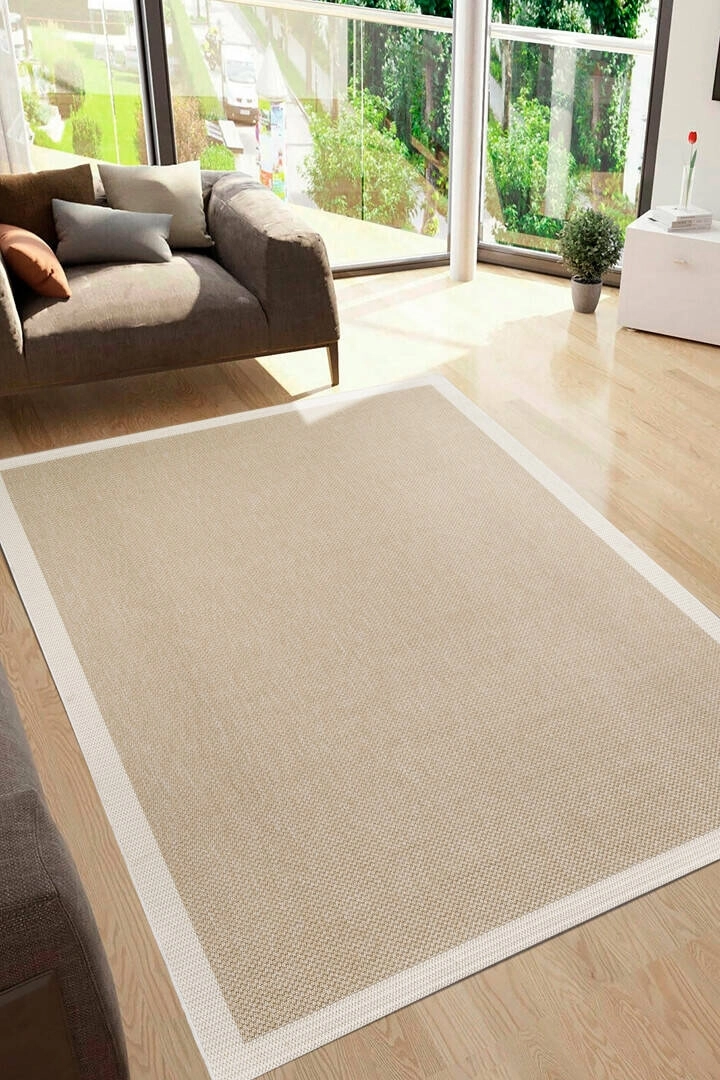  Krem Seritli Bej Desenli  Piala Serisi Sisal Halı