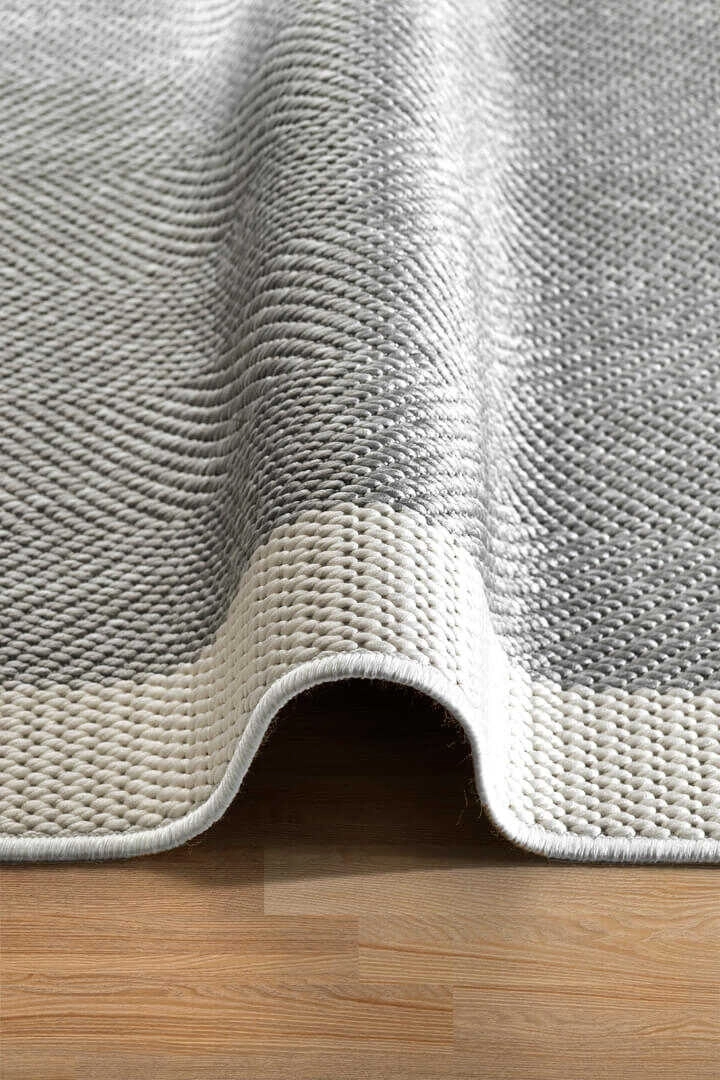 Krem Seritli Gri  Balıksırtı Desenli  Piala Serisi Sisal Halı