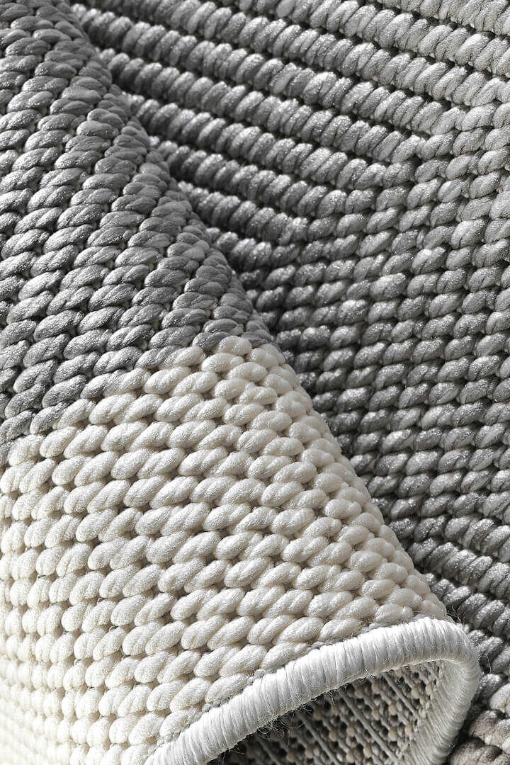 Krem Seritli Gri  Balıksırtı Desenli  Piala Serisi Sisal Halı