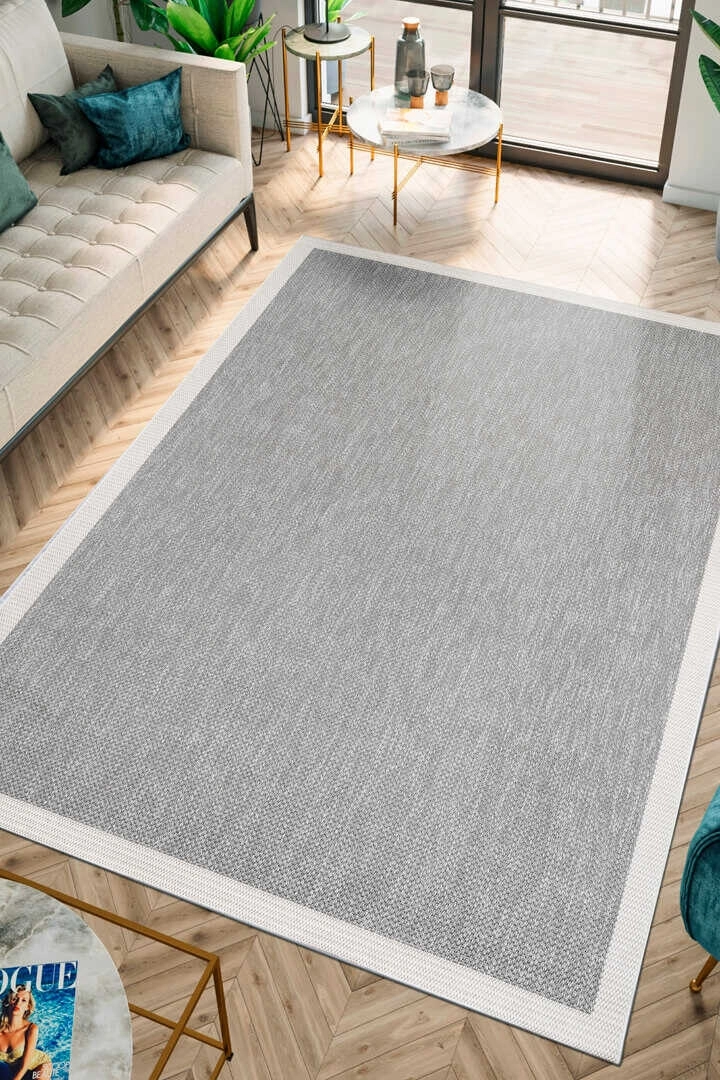 Krem Seritli Gri Desenli  Piala Serisi Sisal Halı