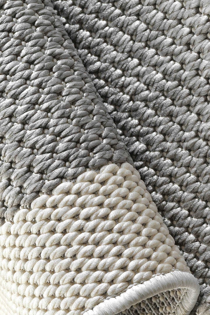 Krem Seritli Gri Desenli  Piala Serisi Sisal Halı