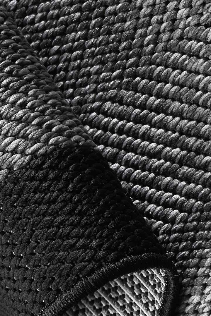 Siyah  Seritli Gri Balıksırtı Desenli  Piala Serisi Sisal Halı