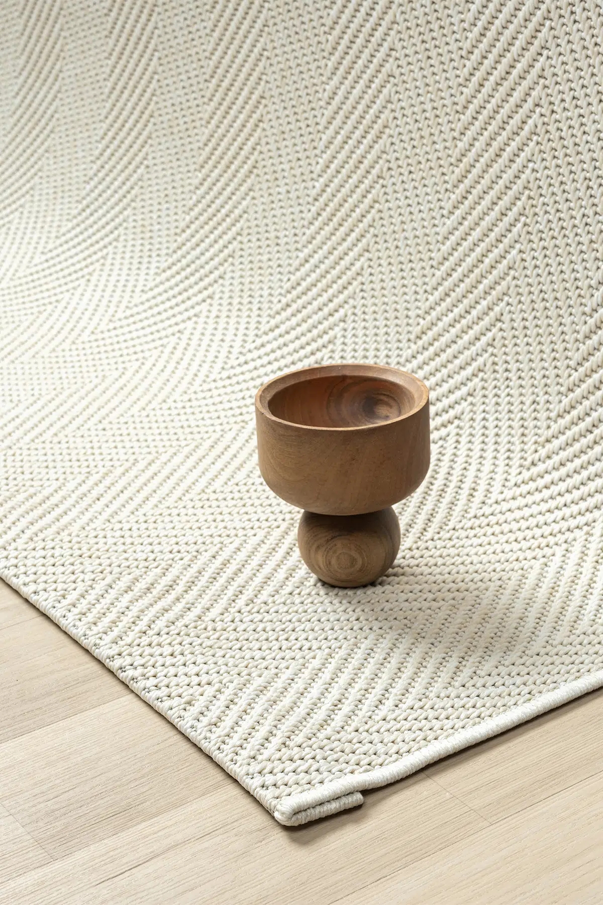 Krem Zikzak Desenli Hasır Tarzı Bombay Serisi Halı