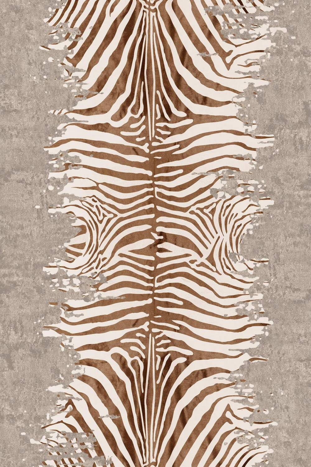 Bej  Zebra Desenli  Dijital Baskı Yıkanabilir Halı