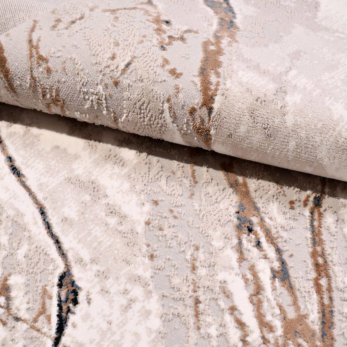  Kahverengi Krem 7 mm hav yüksekliğinde Farah Serisi Halı 