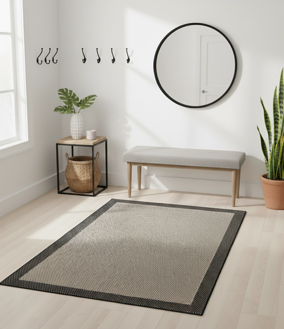 Bej Siyah Seritli Sisal Halı Plus Serisi