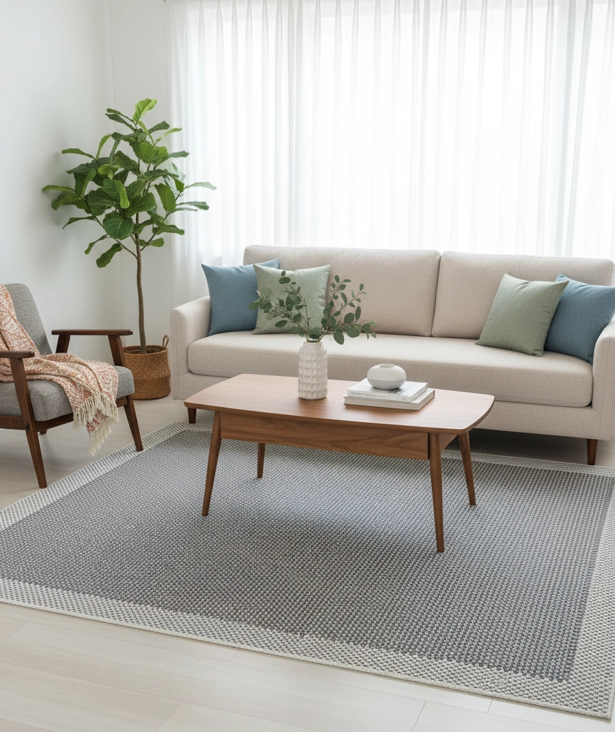 Gri Krem Seritli Sisal Halı Plus Serisi