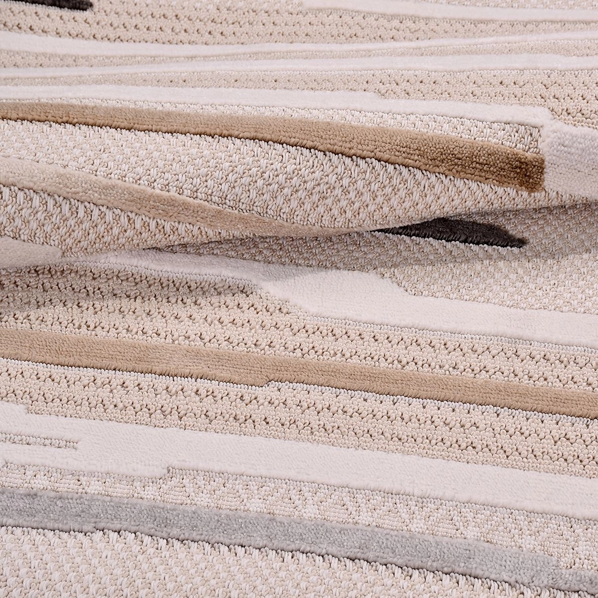 4 mm hav yüksekliğinde İzgi Serisi Krem Kahverengi Gri Desenli Halı