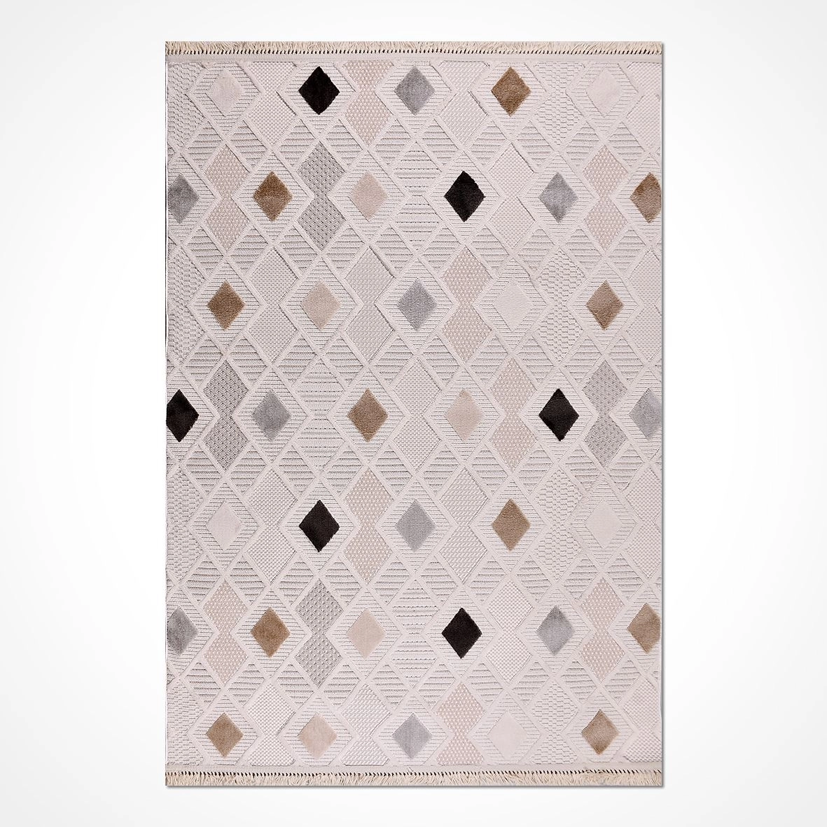 4 mm hav yüksekliğinde İzgi Serisi Krem Kahverengi Desenli Halı