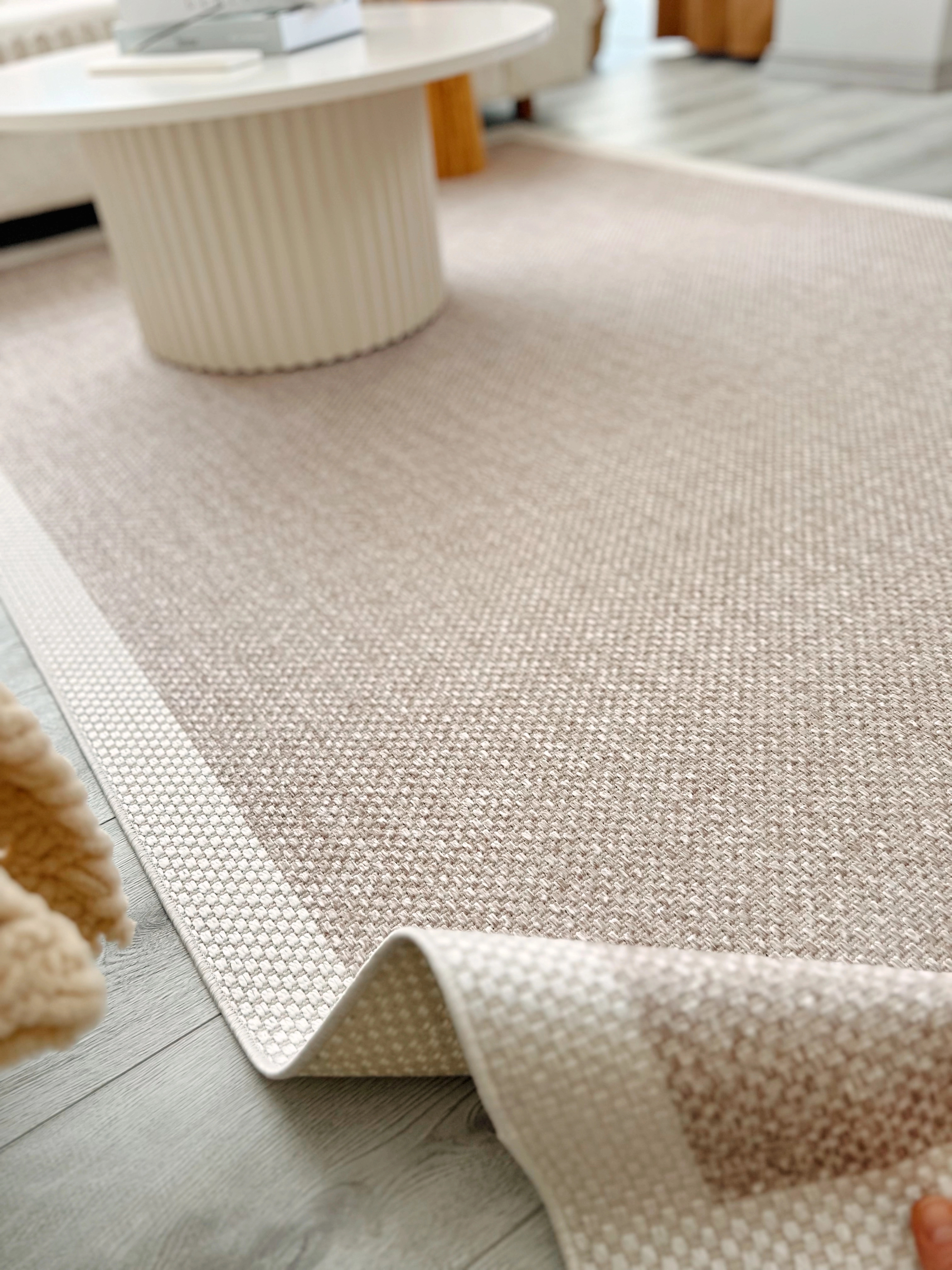 Krem Çerceve Sütlü Kahve Desenli Natura Serisi Sisal Halı