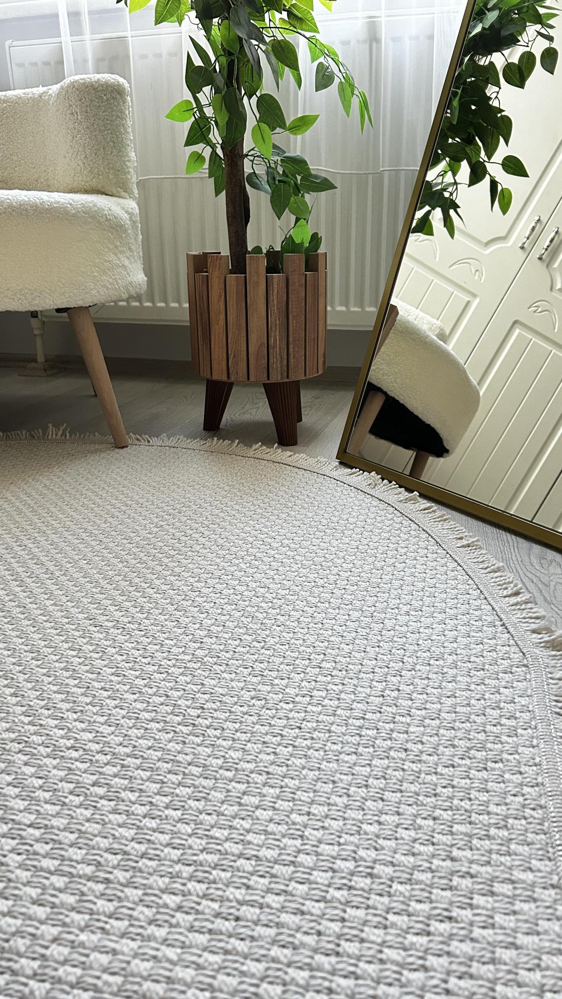 Pamuk Tabanlı Krem Sisal Halı 