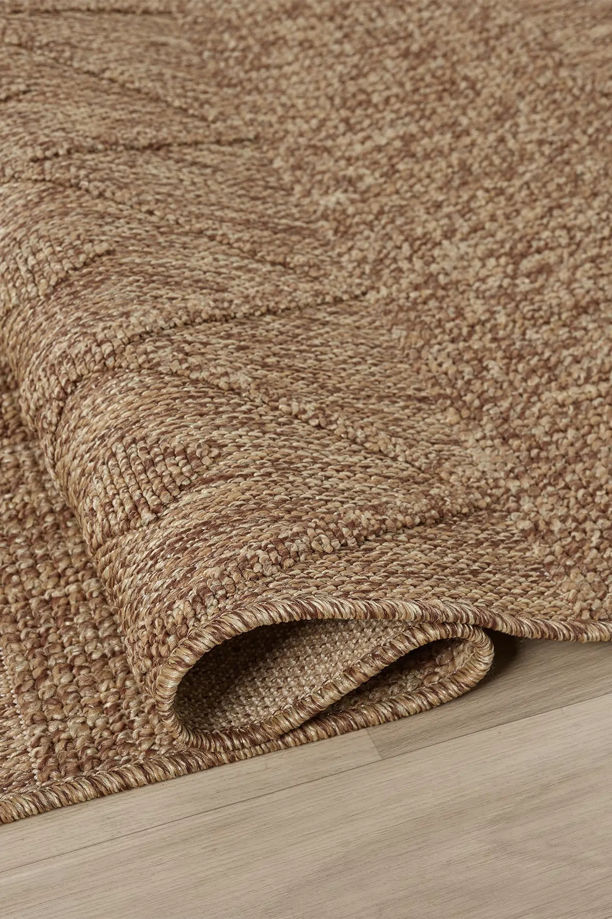  Kahverengi İskandinav Desenli Hasır Tarzı Loopy Serisi Halı