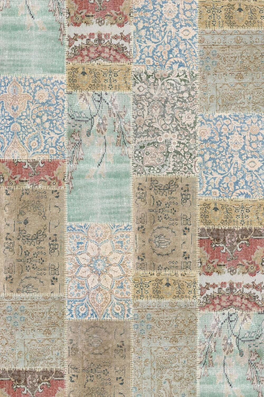 Vizon Patchwork Desenli Dijital Baskı Yıkanabilir Halı