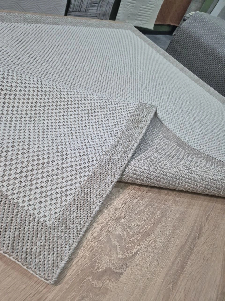 Krem Bej Çerçeve  Krem Desenli Sisal Halı Plus Serisi