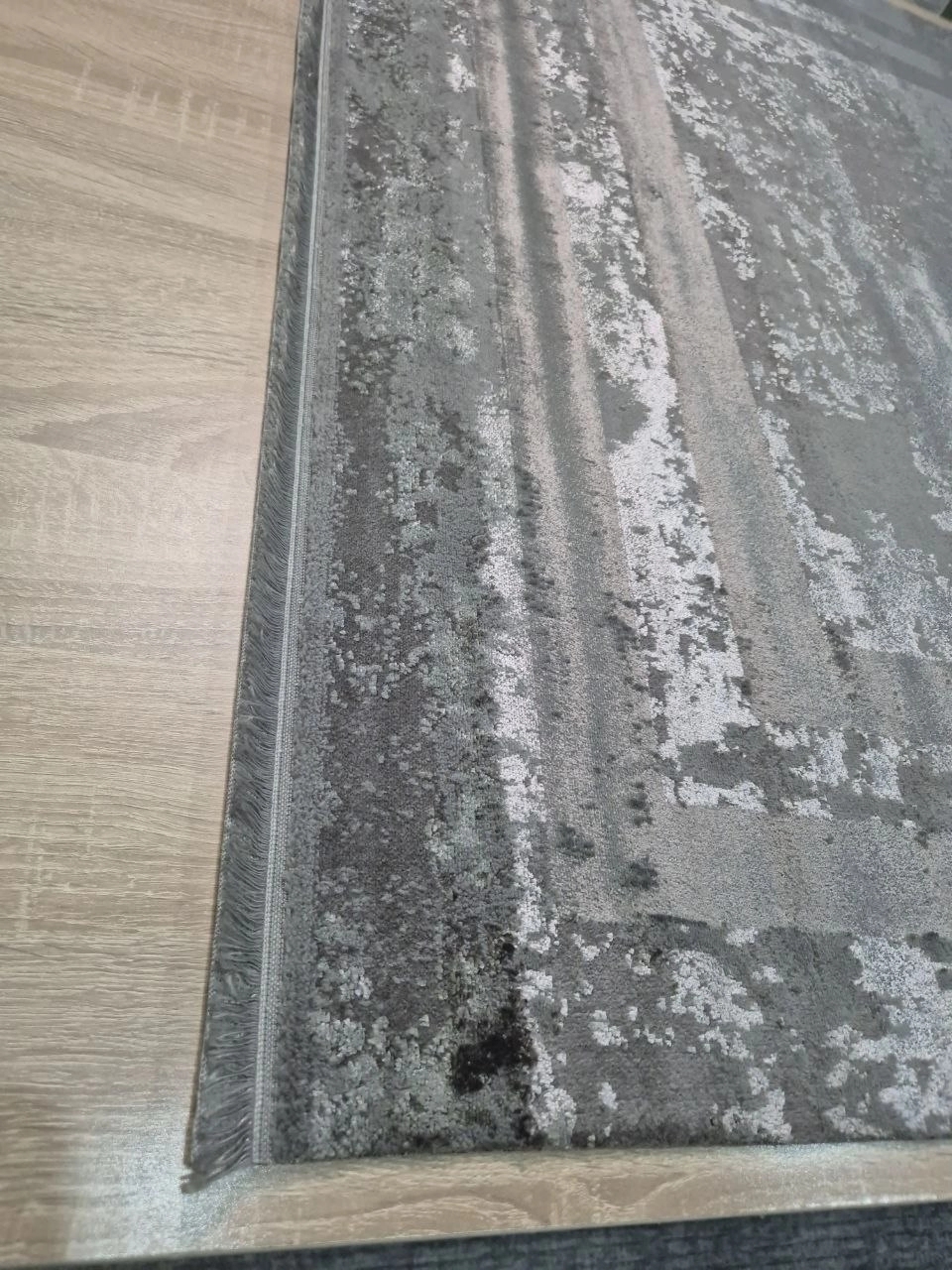 Gri Çerçeve Desenli Line Serisi Akrilik Bambu  Halı