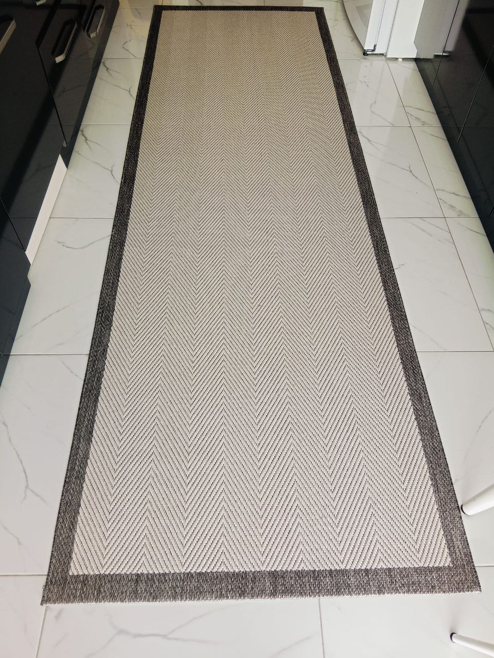 Siesta Serisi   Beyaz Antrasit  Seritli Sisal Halı
