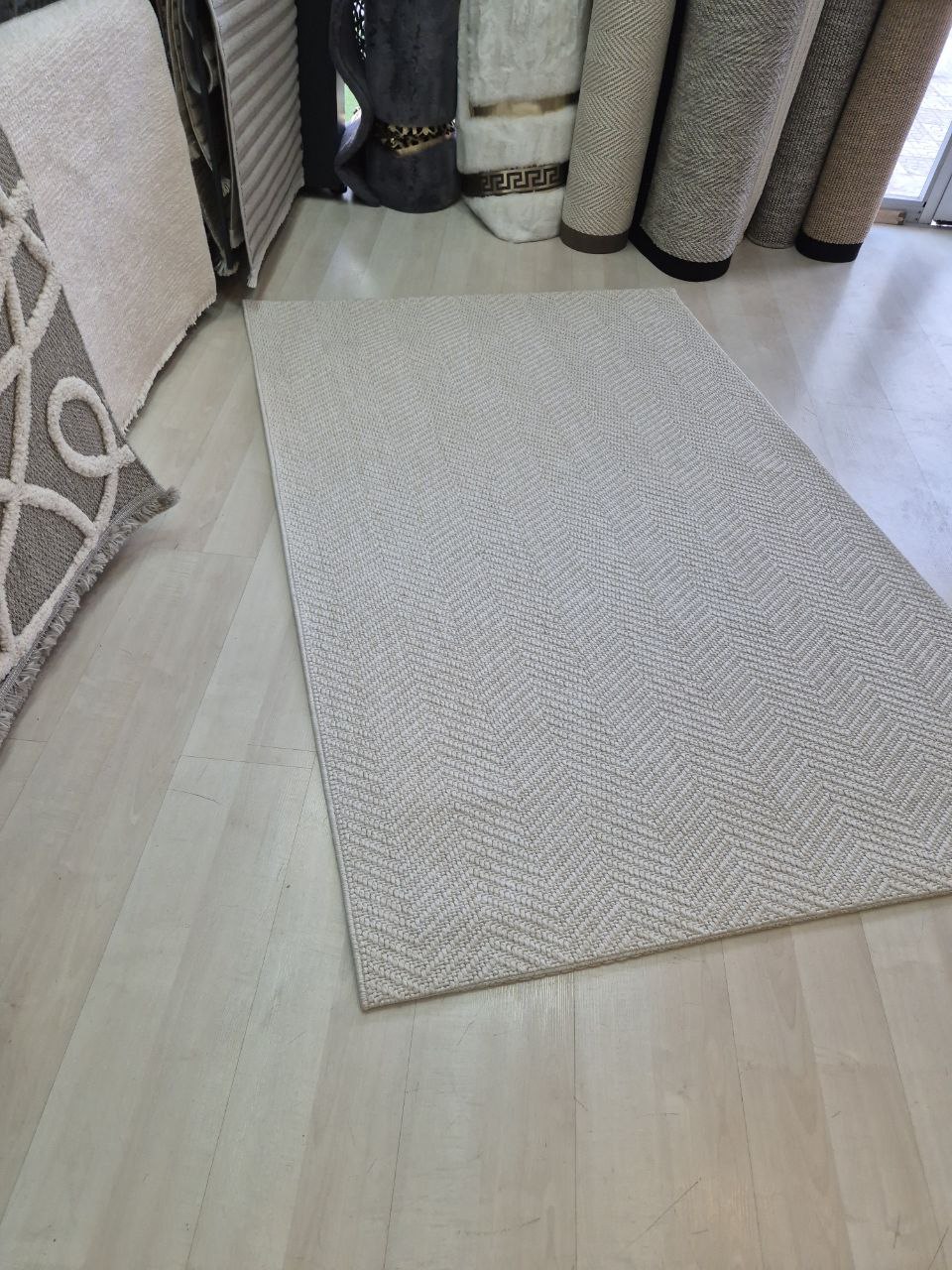 Krem Zikzak Desenli Veranda Serisi Sisal Halı