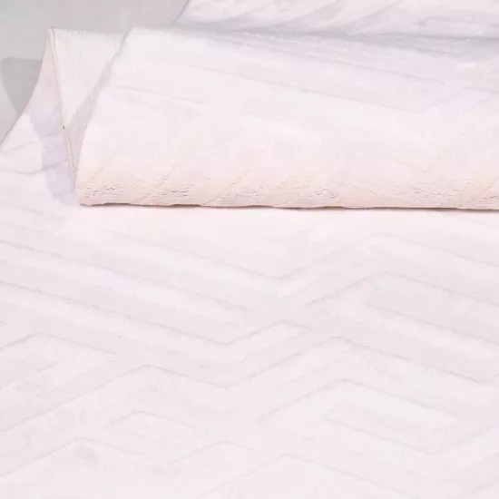 Krem Çizgi Desenli Royal Serisi Bambu Halı 