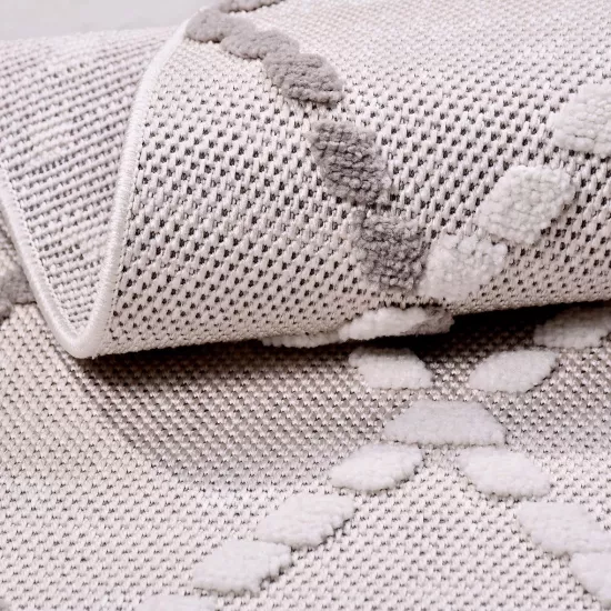  8 mm hav yüksekliğinde Gri Beyaz Desenli  Rey Serisi Halı