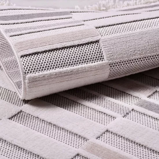  8 mm hav yüksekliğinde Gri Çizgi Desenli  Rey Serisi Halı