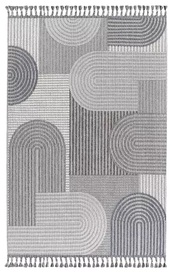 Gri Çizgili İskandinav Tarzı Bukle Halı Oslo Serisi 