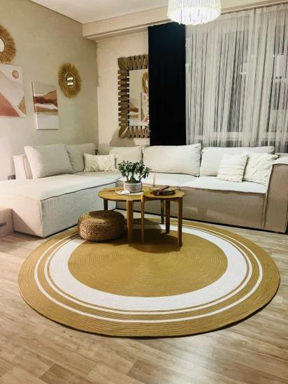 Hasır Yuvarlak Motifli Jüt Halı