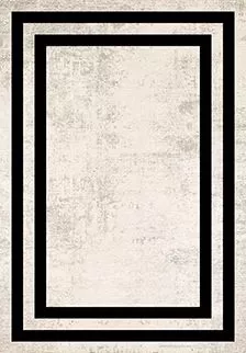 Krem Siyah Şeritli Dijital Baskı Yıkanabilir Halı