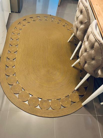 Hasır Yuvarlak Motifli Jüt Halı