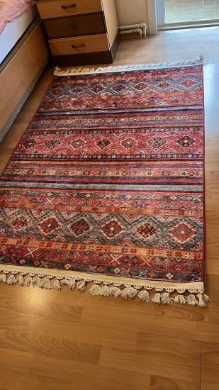 Renkli Etnik Desenli Dijital Baskı Yıkanabilir Halı