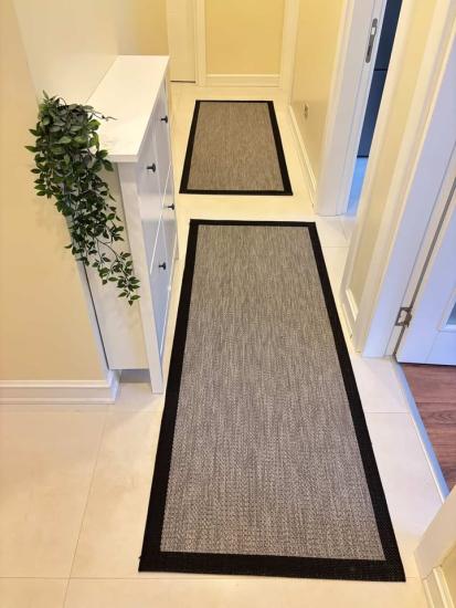 Siesta Serisi Gri Siyah Seritli Sisal Halı