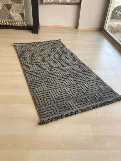 Antrasit Kare Desenli Dizayn Serisi Halı