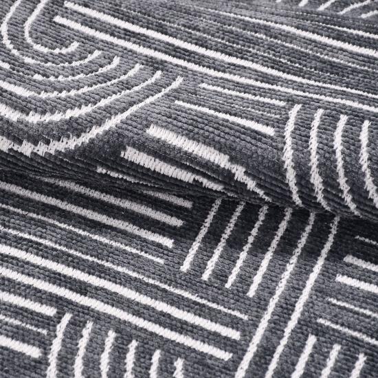 Antrasit Kıvrım Desenli Kaymaz Taban Kilim Rana Serisi