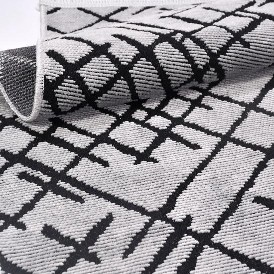  Şönil Kilim Gri Çizgi Desenli Kaymaz Taban Rain Serisi