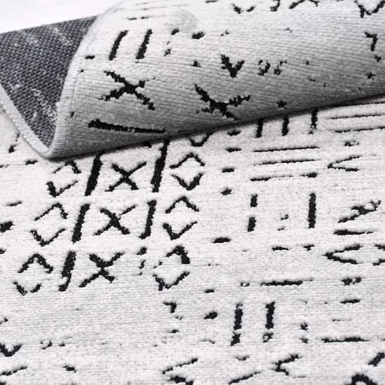 Şönil Kilim Gri Çivi Desenli Kaymaz Taban Vena Serisi