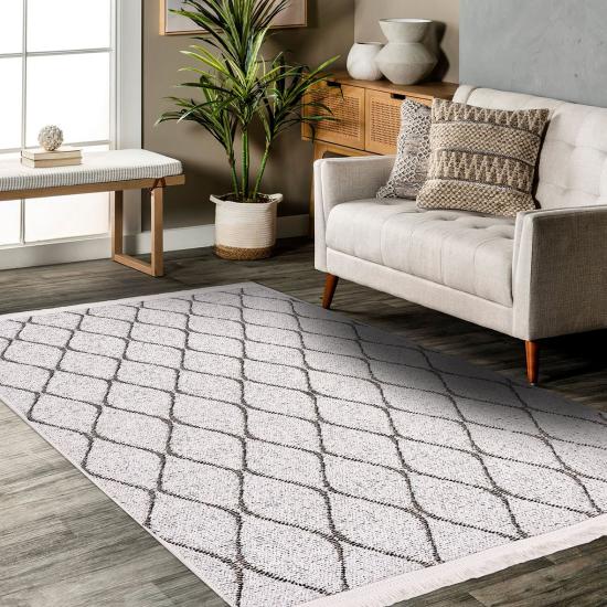 Bukle Şönil Kilim Beyaz Asil Bukle Serisi