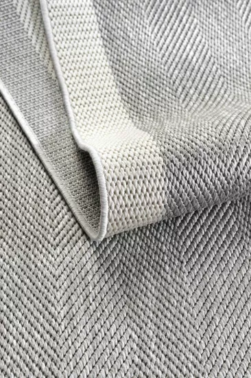 Krem Seritli Gri  Balıksırtı Desenli  Piala Serisi Sisal Halı