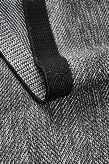 Siyah  Seritli Gri Balıksırtı Desenli  Piala Serisi Sisal Halı