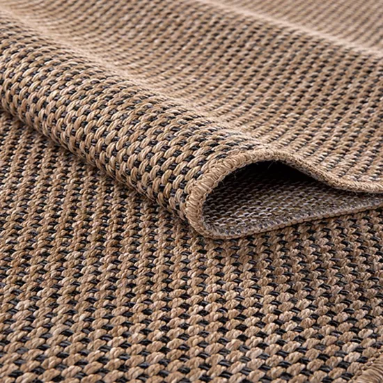 Siyah Desenli Hasır Tarzı Gold Pamuk Tabanlı Defne Serisi Halı 