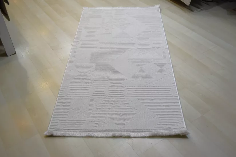 Krem Çizgi Desenli Oskar Halı 