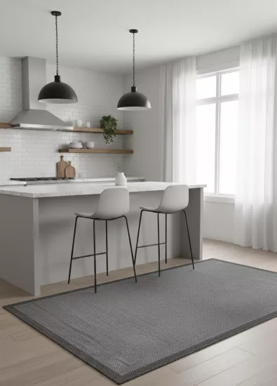 Antrasit Çerceve Gri Desenli Natura Serisi Sisal Halı