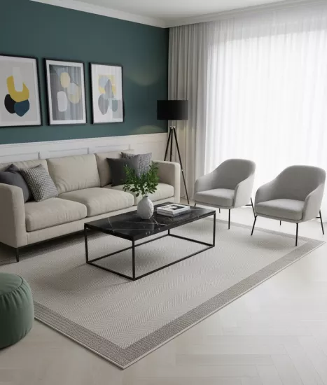 Vizon Seritli Bej  Balıksırtı Desenli  Piala Serisi Sisal Halı