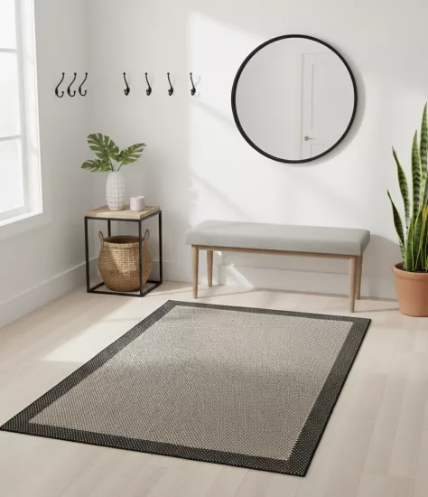 Bej Siyah Seritli Sisal Halı Plus Serisi