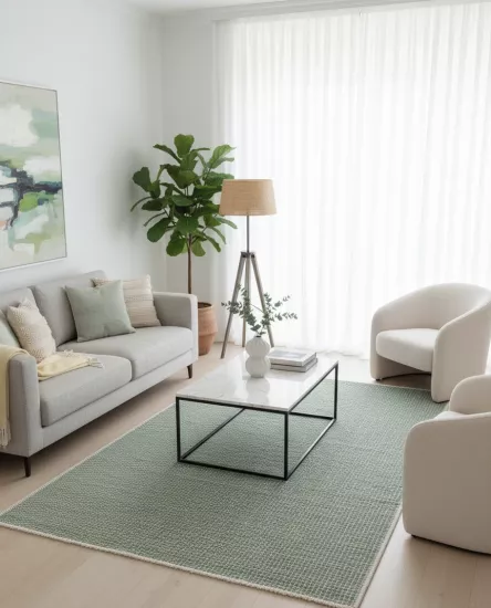 Divan Serisi Yeşil Akrilik Şönil Halı