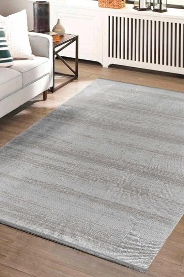 Bej Gri Çizgi Desenli Hayal Serisi Kadife Halı