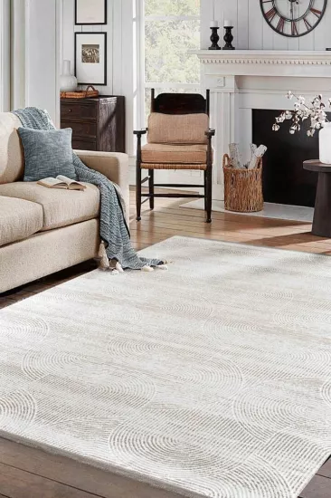 Gri Kıvrım Desenli Rüya Serisi Saten Bambu Halı